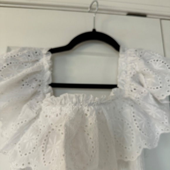 AQUA white eyelet off shoulder midi dress - Picture 4 of 5